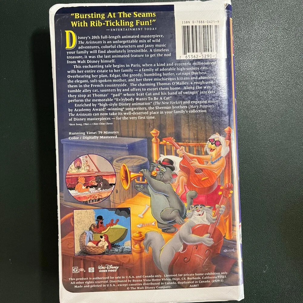 A Walt Disney Masterpiece VHS – The Aristocats – #2529-1 First Pressing